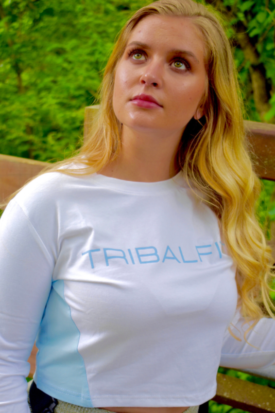 TRIBALFIT VITAL LONG SLEEVE PERFORMANCE CROP TOP- ELECTRIC BLUE