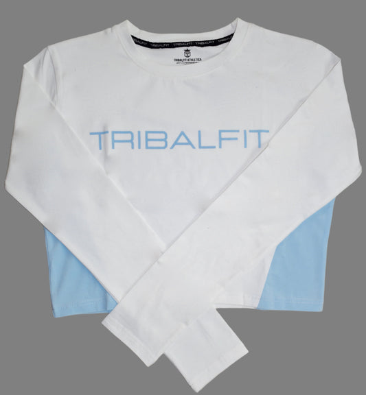 TRIBALFIT VITAL LONG SLEEVE PERFORMANCE CROP TOP- ELECTRIC BLUE
